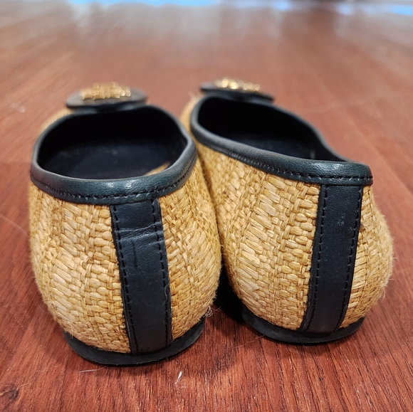 Tory Burch Straw Reva Raffia Logo Ballet Flats - Picture 3 of 5
